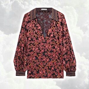 🖤Alice + Olivia Desiree velvet blouse in Twilight Rose